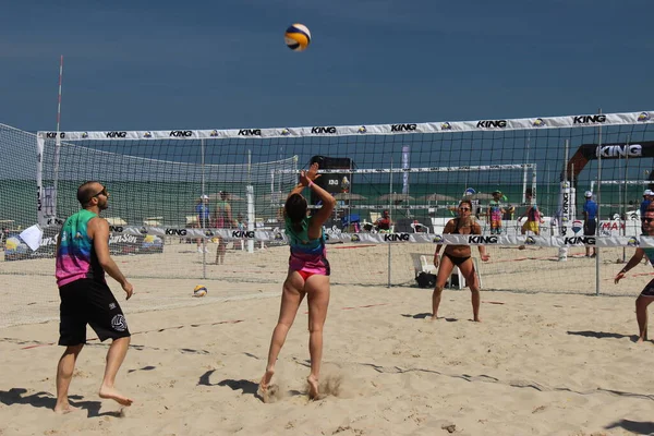 Пляжний Волейбол Англ Beach Volleyball Літній Вид Спорту Принаймні Італії — стокове фото