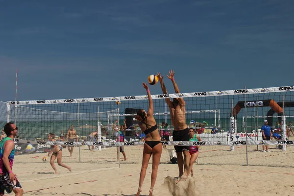 Пляжний Волейбол Англ Beach Volleyball Літній Вид Спорту Принаймні Італії — стокове фото