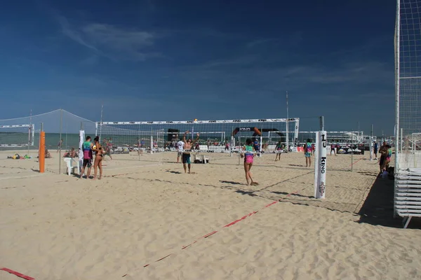 Beach Volleybal Het Zomerspel Bij Uitstek Althans Italië Omdat Het — Stockfoto