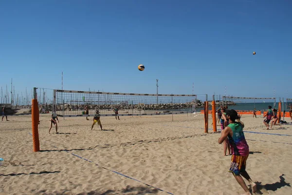 Beach Volley Est Jeu Été Par Excellence Moins Italie Parce — Photo