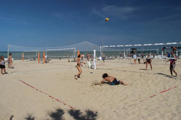 Beach Volleybal Het Zomerspel Bij Uitstek Althans Italië Omdat Het — Stockfoto