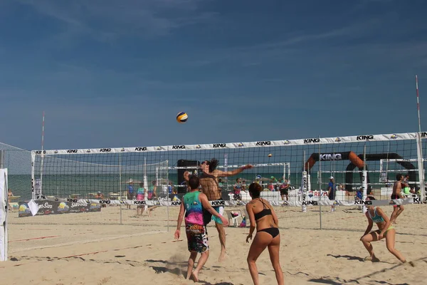 Пляжний Волейбол Англ Beach Volleyball Літній Вид Спорту Принаймні Італії — стокове фото