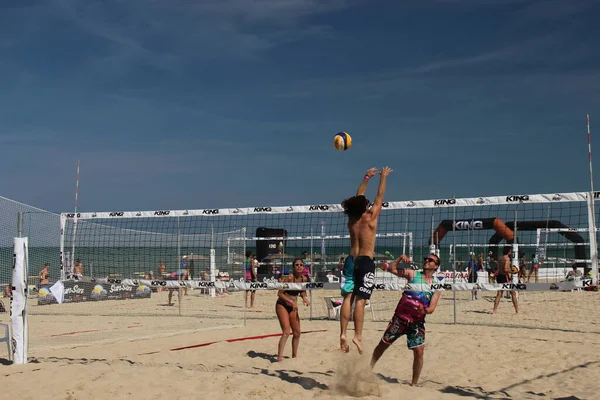 Beach Volley Est Jeu Été Par Excellence Moins Italie Parce — Photo