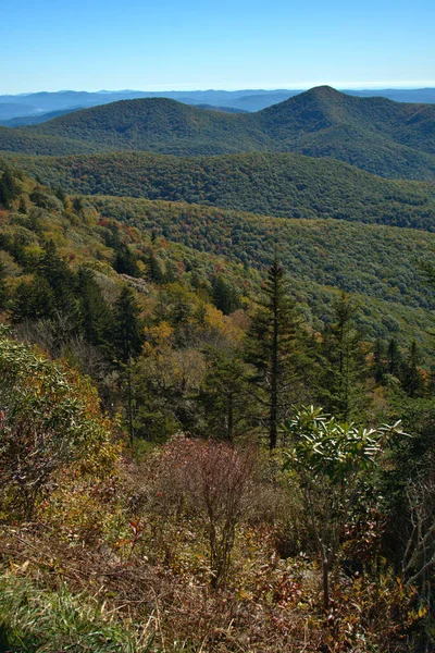 Scénická Barva Pádu Obklopuje Starou Stavbu Poblíž Blue Ridge Parkway — Stock fotografie