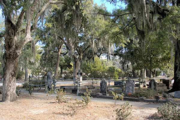 공동묘지는 세계에서 아름다운 묘지중 선정되었습니다 조각품 기념물 매장지는우아 이끼가 나무들로 — 스톡 사진