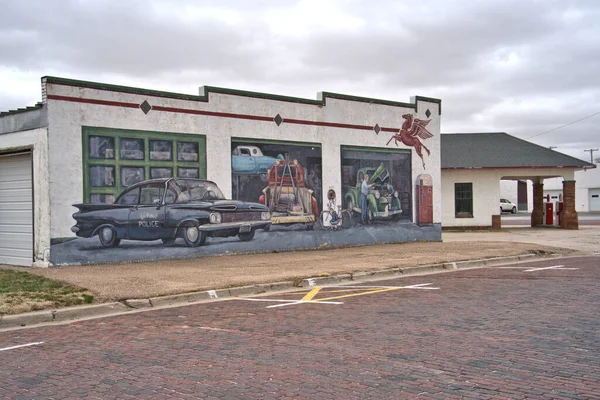 Garagem Carro Clássico Uma Pequena Cidade Centro Oeste — Fotografia de Stock