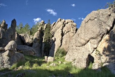 Sundown casting shadows in the rocky spires