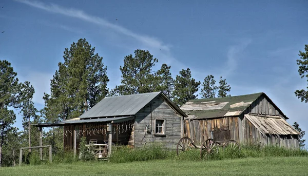Old Wood Buildings Mountain Meadow — Stock Photo, Image