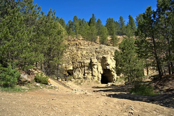 Abandoned Mine Entrance Limestone Rock — 스톡 사진