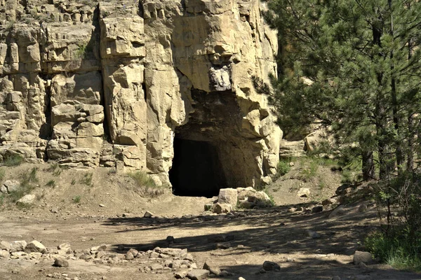 Close View Abandoned Mine Entrance — Fotografia de Stock