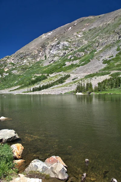 Alpine Lake Early Summer Surrounded Scenic Colors — Zdjęcie stockowe