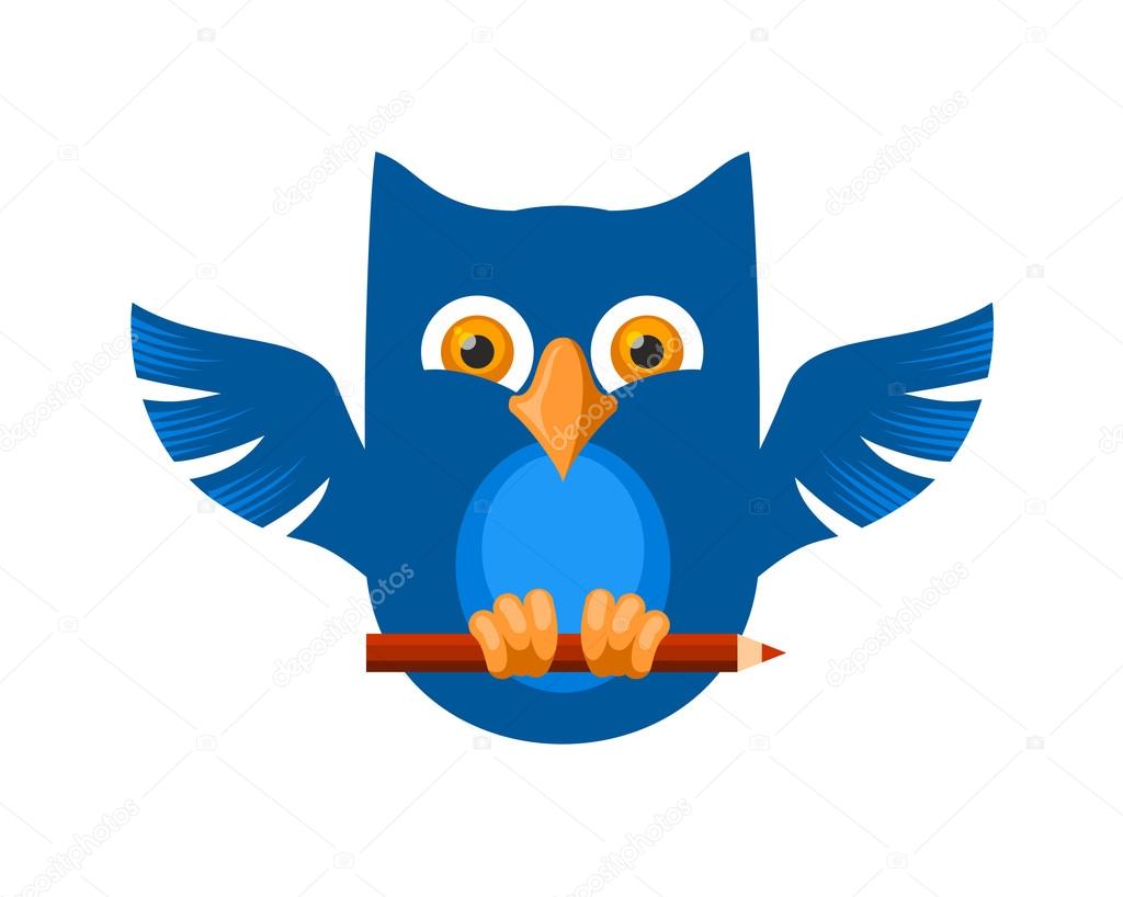 Creative owl with a pen