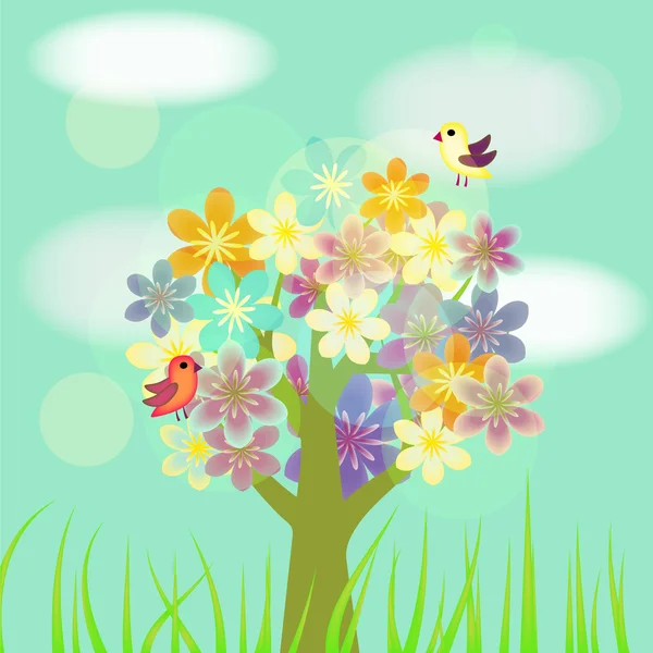 装饰棵开花的树 — 图库矢量图片