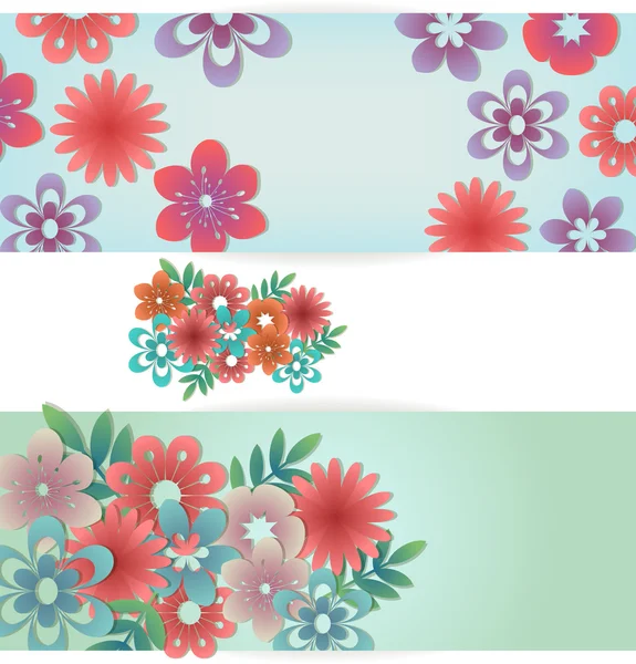 Banderas florales — Vector de stock