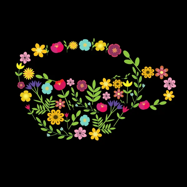 Floral cup — Stockvector