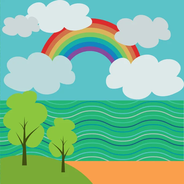 虹のある風景します。 — ストックベクタ