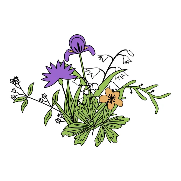 Проста Ізольована Декоративна Квіткова Грона — стоковий вектор