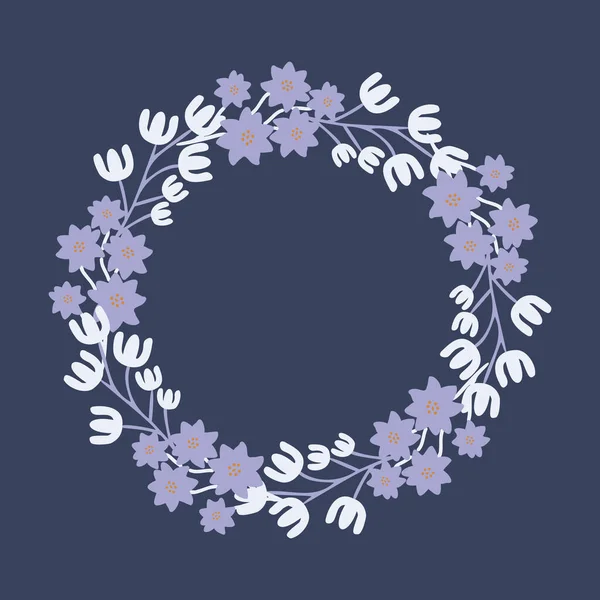 Decorative Floral Frame White Blue Flowers — Vector de stock