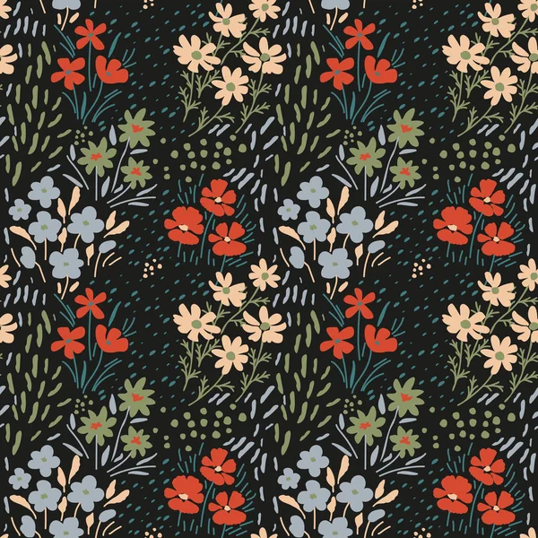 Patrón Vector Decorativo Floral Sin Costuras — Archivo Imágenes Vectoriales