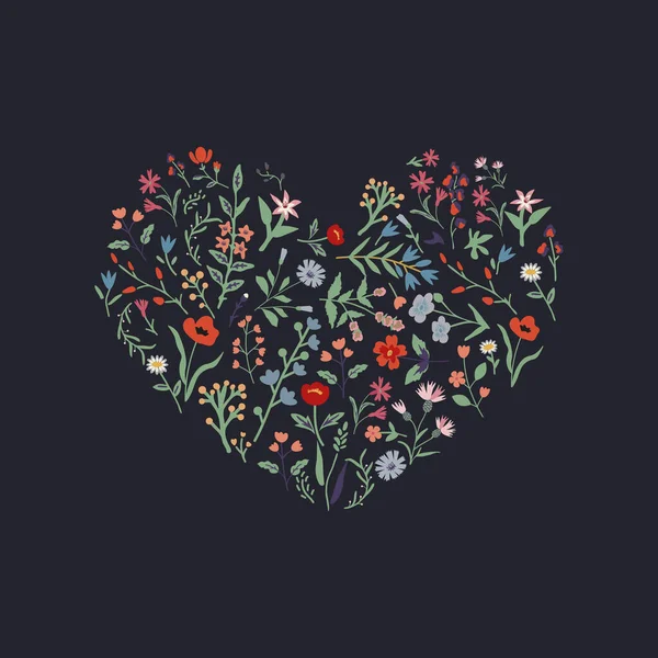 Floral Isolated Decorative Vector Heart — Stockvector