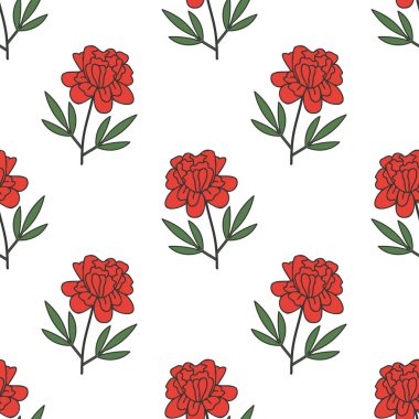 Seamless peony vector decorative pattern