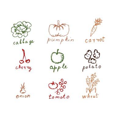 Isolated food elements vector set