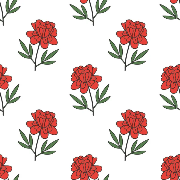 Seamless Peony Vector Decorative Pattern — Vettoriale Stock