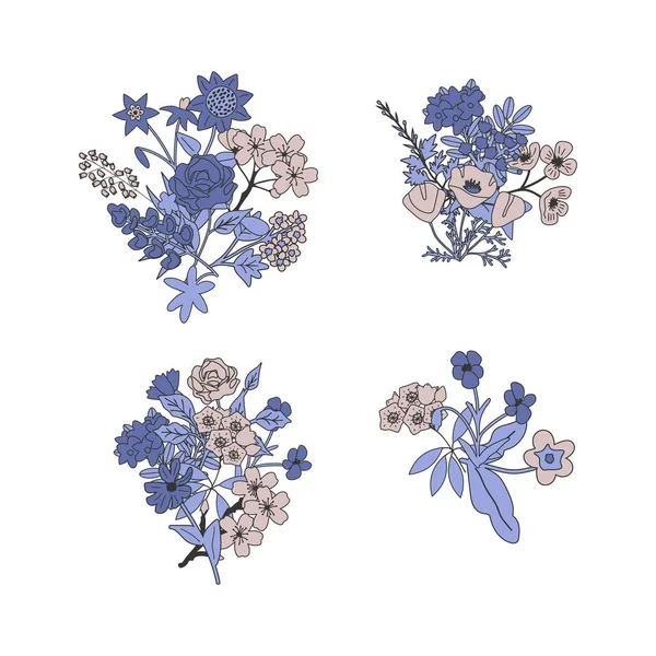 Isolated Floral Decorative Simple Bunches — Stock vektor