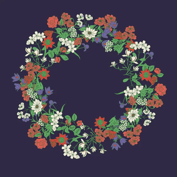 Decorative Floral Wreath Vector Background — Vetor de Stock