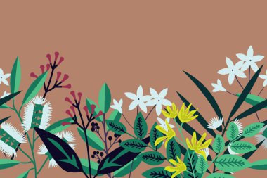 Çeşitli tropikal bitkilerle dekoratif arkaplan