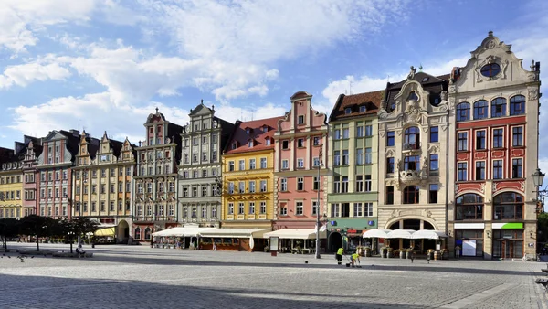 Régi házak, a Market Square, Wroclaw — Stock Fotó