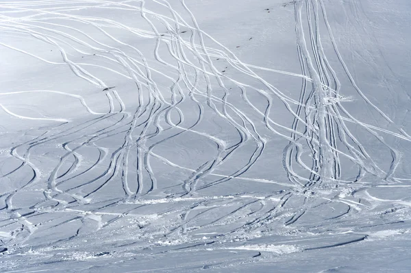 Ski tracks on snow — Stock Photo, Image