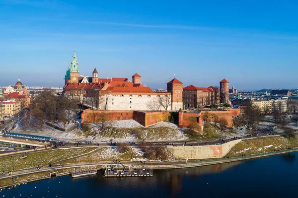 Historic Royal Wawel Castle Cathedral Krakow Poland Vistula River Promenade — Stock Photo, Image