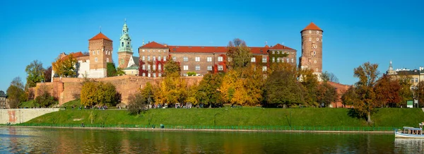 Krakau Polen Herbstpanorama Des Königlichen Wawel Mit Kathedrale Weichsel Promenaden — Stockfoto