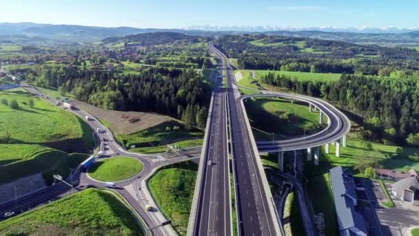 Neue Autobahn Polen Auf Der Nationalstraße E77 Genannt Zakopianka Überführung — Stockvideo