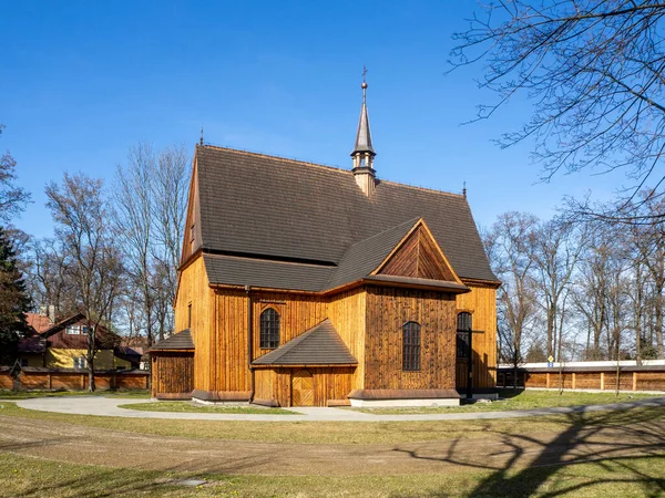 Antigua Iglesia Parroquial San Bartolomé Madera Alerce Gótico Mogiia Cracovia —  Fotos de Stock