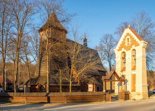 Die Gotische Mittelalterliche Holzkirche Des Erzengels Michael Binarowa Kleinpolen Erbaut — Stockfoto