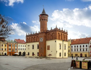 Poland, Tarnow, city hall, town hall, Renaissance, old town, old city, autumn, fall, branches, Mannerism, square, clock, Lesser Poland, town, city, architecture, attic, malopolska, historic, tower, Polish, Europe, European, cityscape, urba