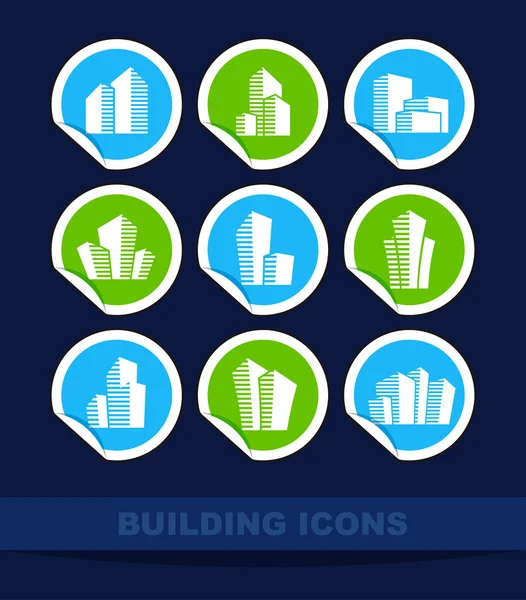 Construcción de iconos en pegatinas — Vector de stock