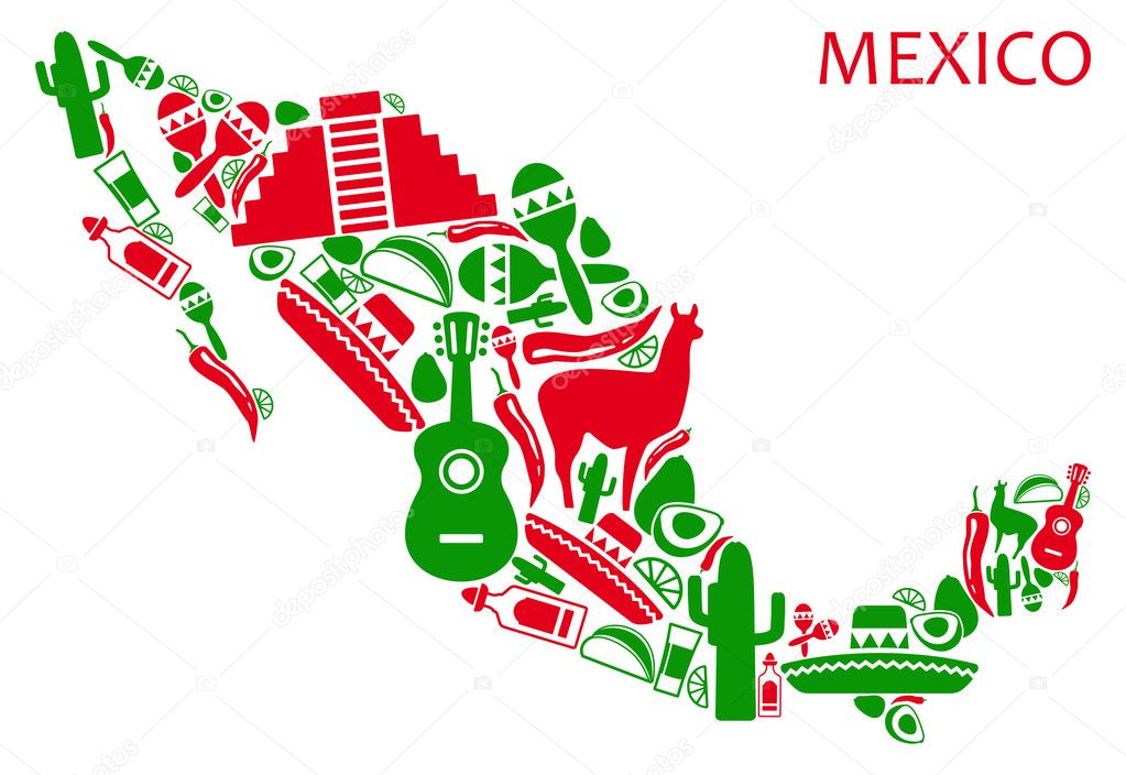 México Mapa Ilustración De Stock De ©klava 13581656