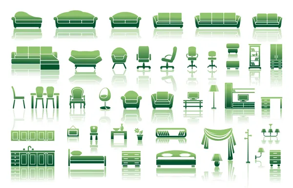 Muebles icono conjunto — Archivo Imágenes Vectoriales