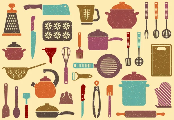 Фон с кухонной утварью — стоковый вектор
