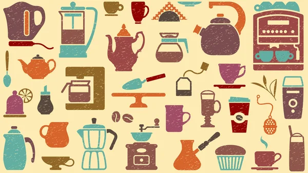 Fondo de té y café — Vector de stock