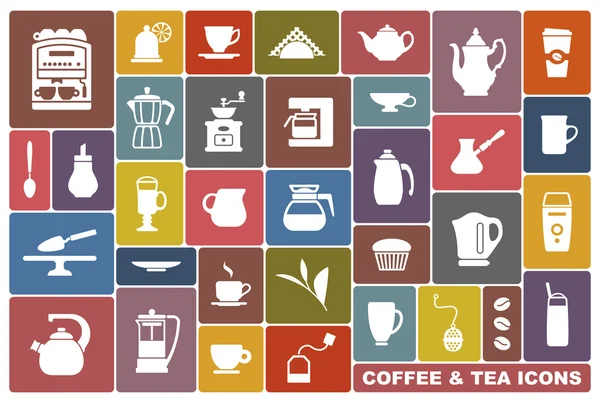 Ikonen des Tees und Kaffees — Stockvektor