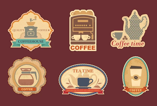 Koffie en thee stickers — Stockvector