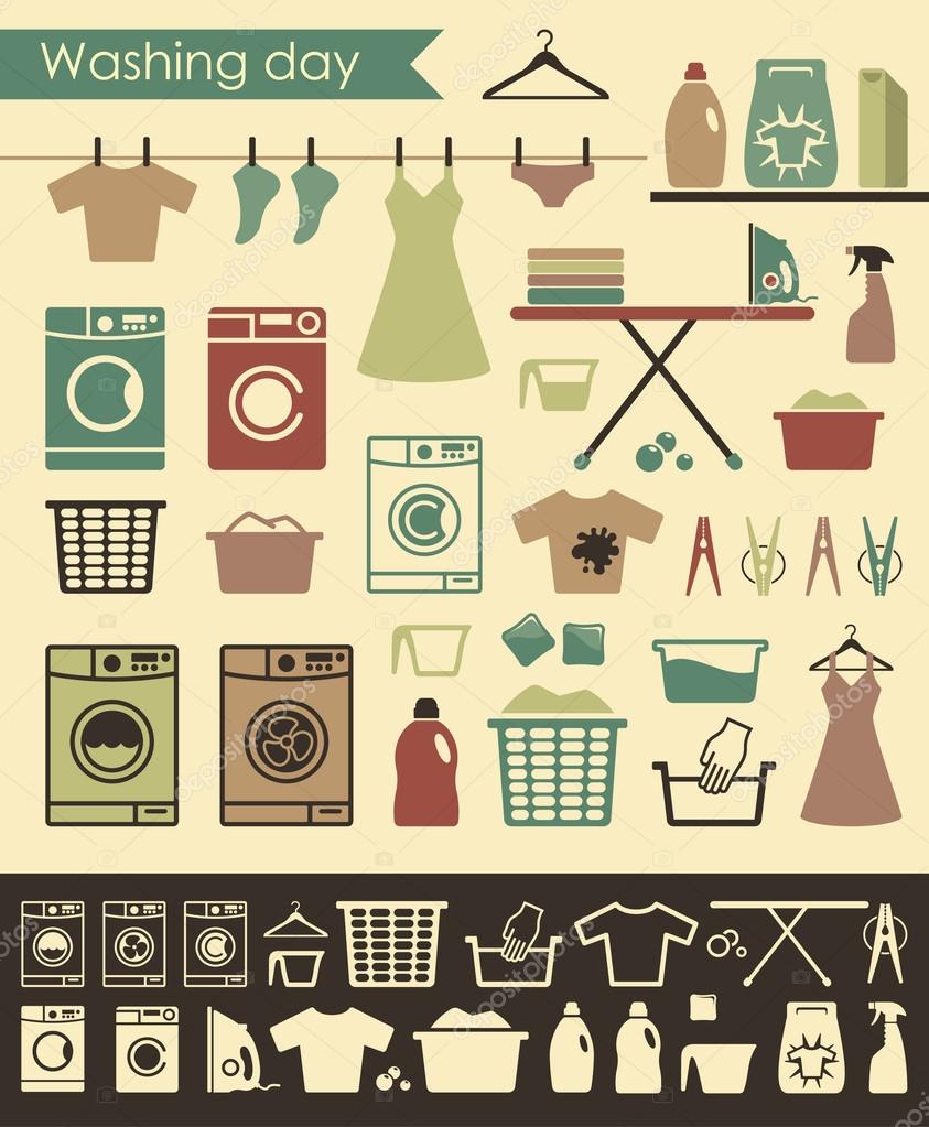 Laundry icons — Stock Vector © Klava 39848009