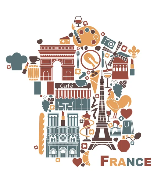 Fransa bir harita şeklinde semboller