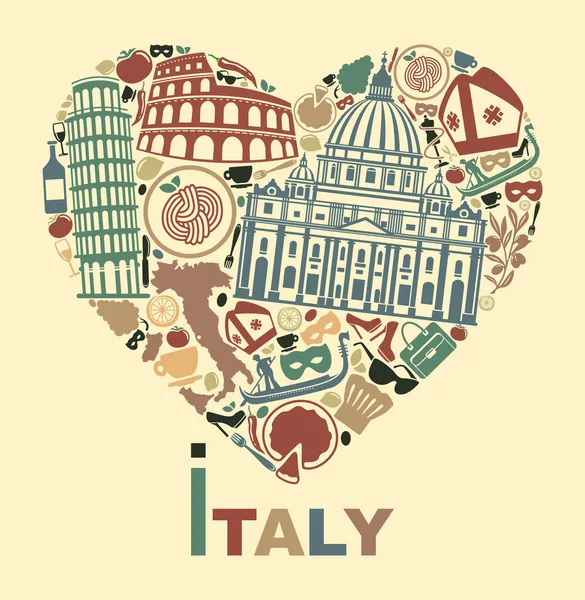 Me encanta Italia — Vector de stock