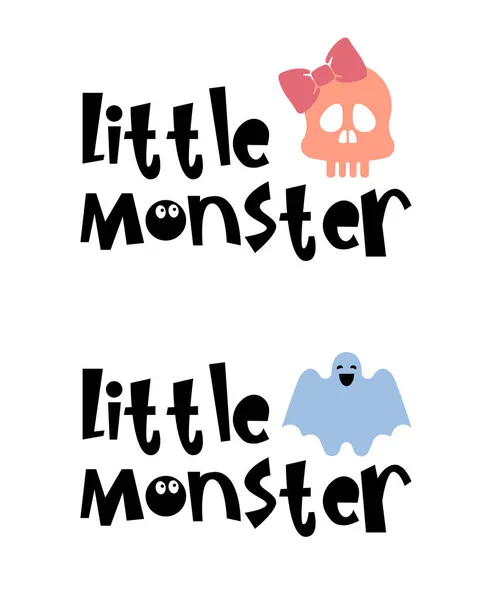 Halloween typografie logo design s uvozovkami - Little Monster — Stockový vektor
