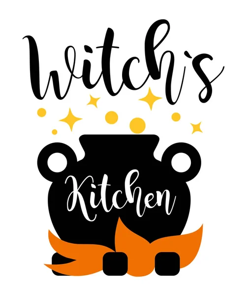 Inscripción de eslogan de cocina de brujas. Citas vectoriales. Ilustración para Halloween — Archivo Imágenes Vectoriales